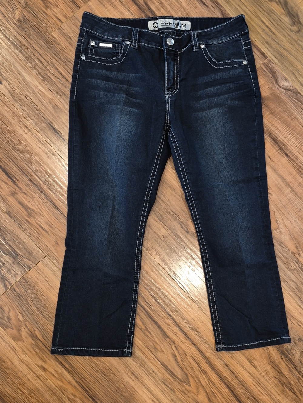 💙 Warehouse One - Women’s Dark Blue Stretch Capri Jeans